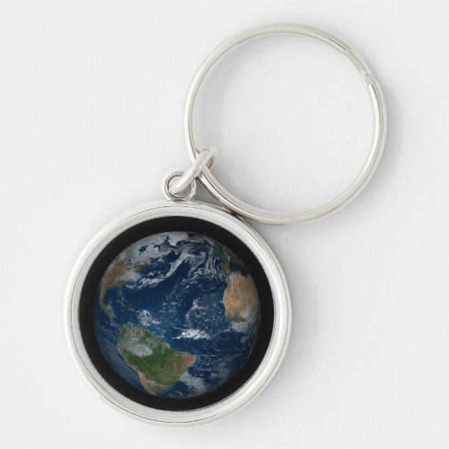 Earth With Clouds And Sea Ice Keychain (Front)