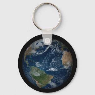 Earth With Clouds And Sea Ice Keychain