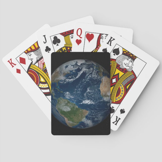 Earth With Clouds And Sea Ice Playing Cards (Back)