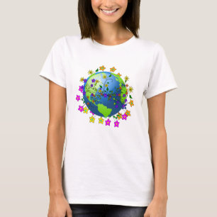 Earth with Flowers - Earth Day T-Shirt