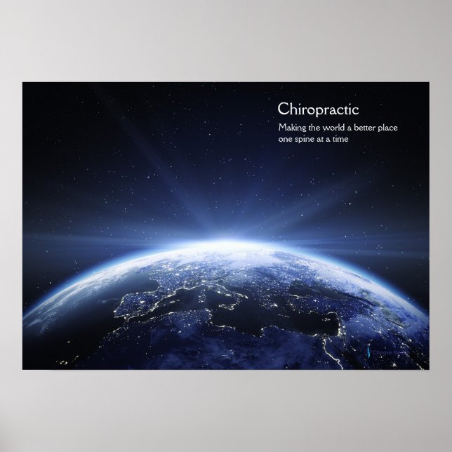 Earth with lights of Europe Chiropractic Poster (Front)
