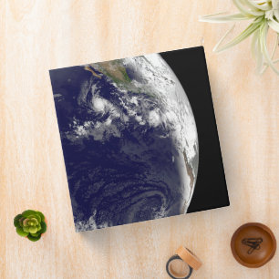 Earth With Three Tropical Cyclones In The Pacific. Binder