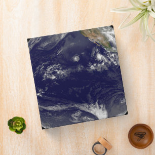 Earth With Three Tropical Cyclones In The Pacific. Binder
