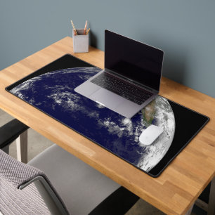 Earth With Three Tropical Cyclones In The Pacific. Desk Mat