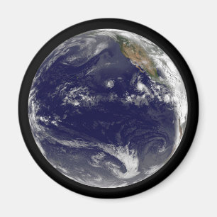 Earth With Three Tropical Cyclones In The Pacific. Magnet