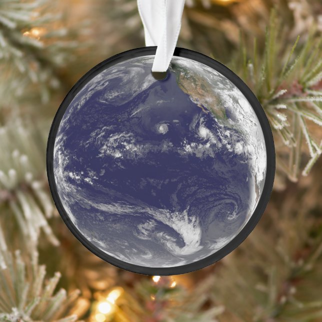 Earth With Three Tropical Cyclones In The Pacific. Ornament (Tree)