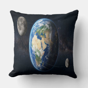 Earth with Two Moons Throw Pillow