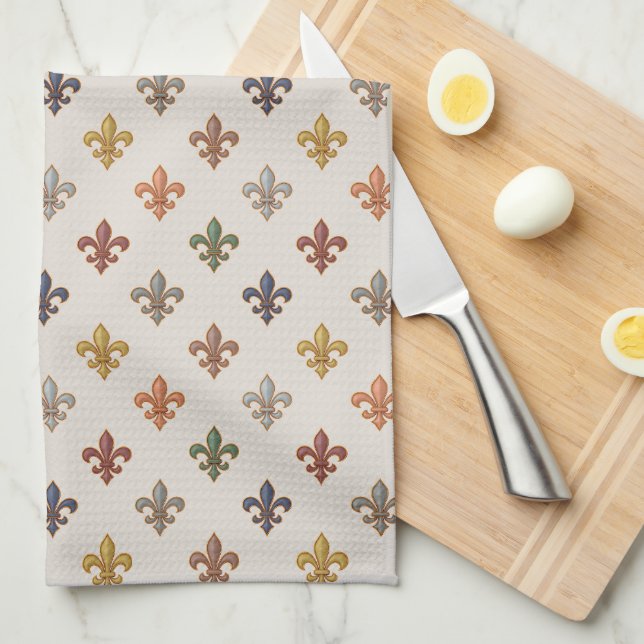  Earth Woodlands Fleur-de-lis Design Light  Kitchen Towel (Quarter Fold)