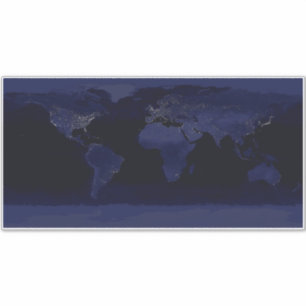 Earth World Map City Lights at Night Satellite