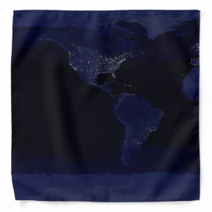 Earth World Map City Lights at Night Satellite Bandana