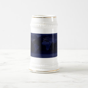 Earth World Map City Lights at Night Satellite Beer Stein