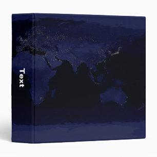 Earth World Map City Lights at Night Satellite Binder