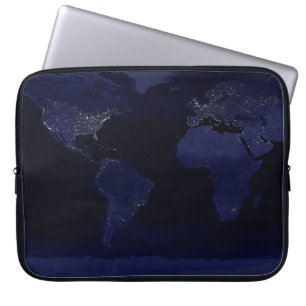 Earth World Map City Lights at Night Satellite Laptop Sleeve