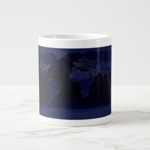 Earth World Map City Lights at Night Satellite Large Coffee Mug