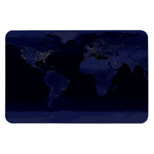 Earth World Map City Lights at Night Satellite Magnet