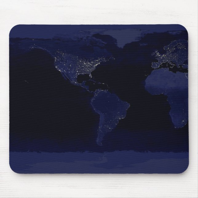 Earth World Map City Lights at Night Satellite Mouse Pad (Front)