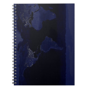Earth World Map City Lights at Night Satellite Notebook