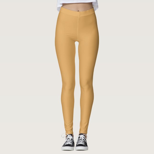 Earth Yellow Solid Colour Leggings (Front)
