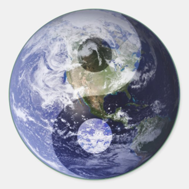 Earth Yin • Yang Classic Round Sticker (Front)