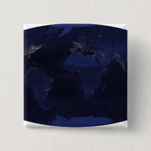 Earth�s human-generated nighttime light 2 Inch Square Button