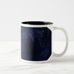Earth�s human-generated nighttime lights Two-Tone Coffee Mug