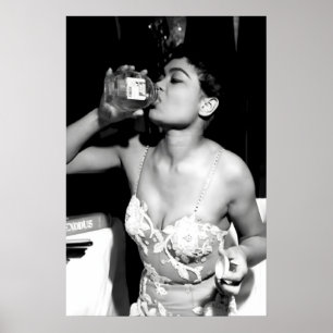 Eartha Kitt Drinking Honey, Vintage Black and Poster