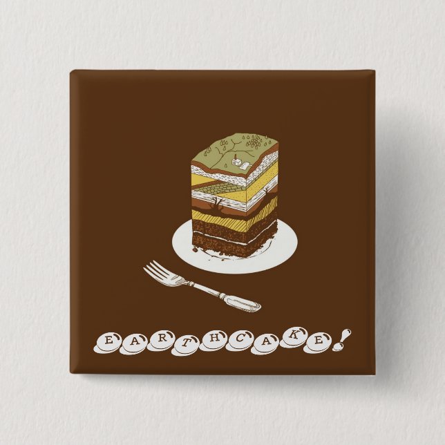 EARTHCAKE! 2 INCH SQUARE BUTTON (Front)