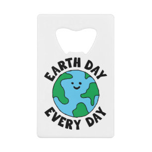 EarthDay Everyday Ecofriendly Icon Happy Earth Cli Credit Card Bottle Opener