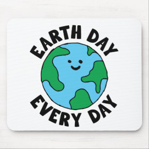 EarthDay Everyday Ecofriendly Icon Happy Earth Cli Mouse Pad