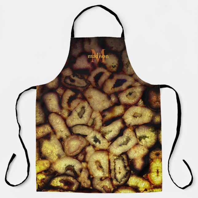 Earthen Green Quartz Agates monogram Apron (Front)