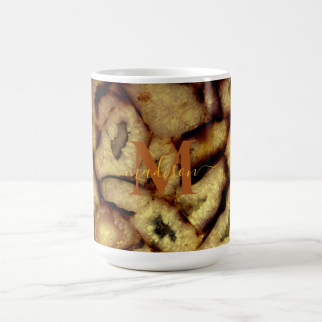 Earthen Green Quartz Agates monogram Magic Mug (Center)