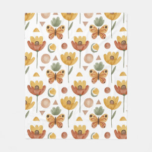Earthen Petals & Wings Fleece Blanket