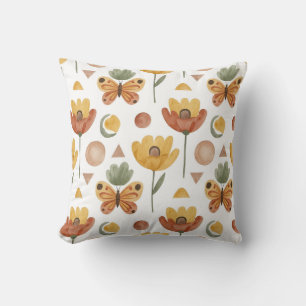 Earthen Petals & Wings Throw Pillow