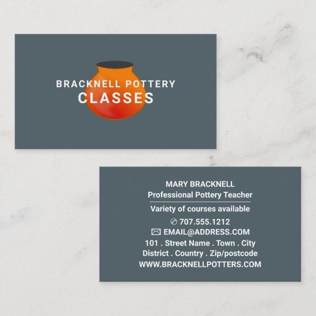 Earthen Pot Design, Pottery Classes, Potters Business Card (Front/Back)
