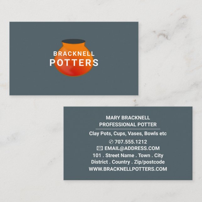 Earthen Pot Design, Pottery Store, Potters Business Card (Front/Back)