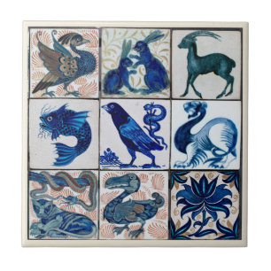 Earthen Ware Animals Blue White      Ceramic Tile