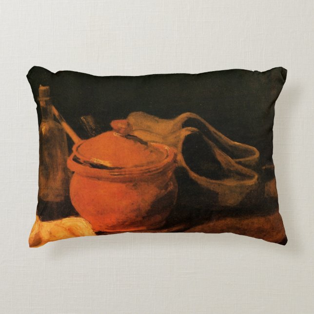 Earthenware, Bottle and Clogs by Vincent van Gogh Accent Pillow (Front)