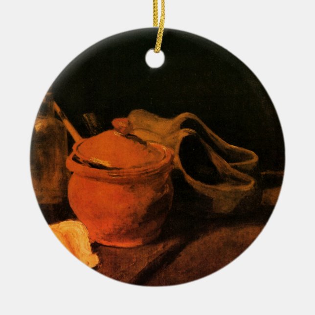 Earthenware, Bottle and Clogs by Vincent van Gogh Ceramic Ornament (Front)