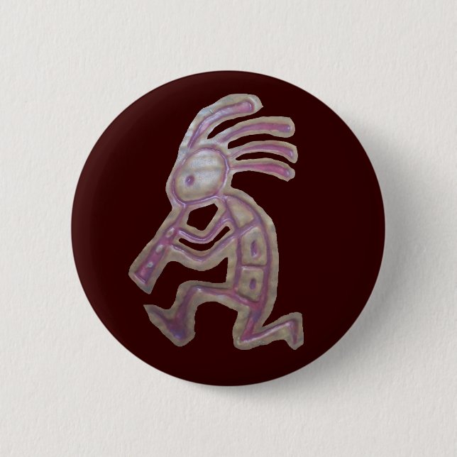 Earthenware Kokopelli 2 Inch Round Button (Front)