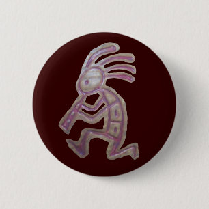 Earthenware Kokopelli 2 Inch Round Button