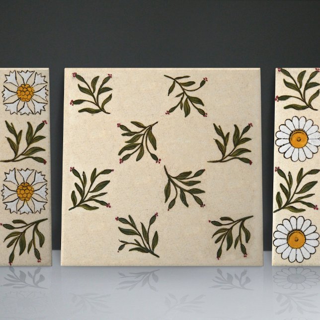 Earthenware Matching Tile 1/3 green leaves/stems (Creator Uploaded)