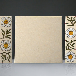 Earthenware Matching Tile 2/3 cream beige vintage