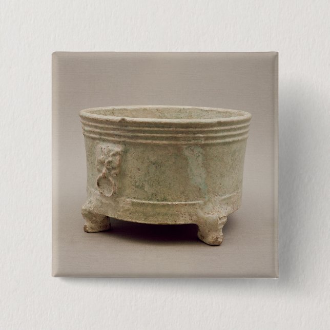 Earthenware tripod vessel 2 inch square button (Front)