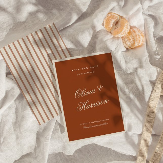 Earthly Chic Terracotta Save The Date Card (Creator Uploaded)