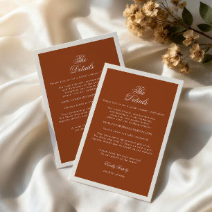 Earthly Chic Terracotta Wedding Details Card