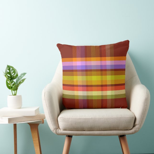 Earthly Plaid DF Throw Pillow (Chair)