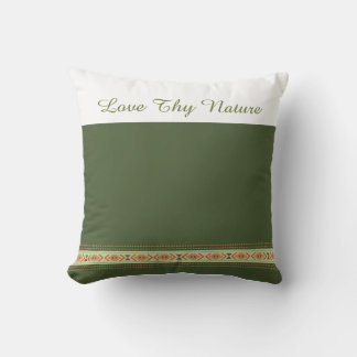 Earthly Serenity: "Love Thy Nature" Moss Green Outdoor Pillow