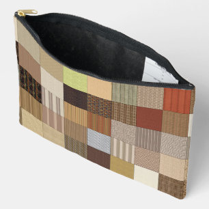 Earthly Wooded Tile Print Cosmetic Bag