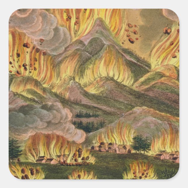 Earthquake and Eruption of the Mountain of Asama-y Square Sticker (Front)