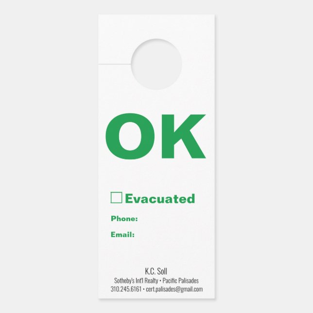 Earthquake Safety Help/Okay_KC Soll Door Hanger (Front)